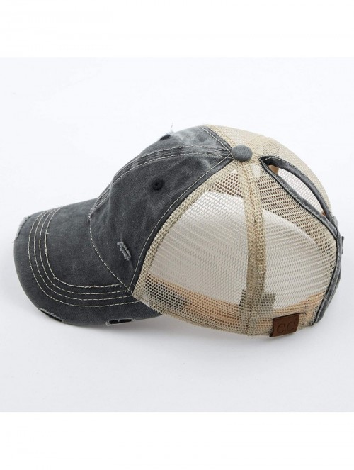 Baseball Caps Exclusives Hatsandscarf Distressed Adjustable - Black/Beige - CF18NGXQK3L $18.48