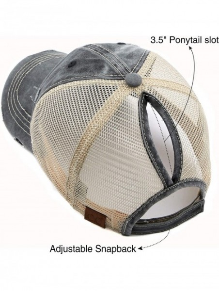 Baseball Caps Exclusives Hatsandscarf Distressed Adjustable - Black/Beige - CF18NGXQK3L $18.48