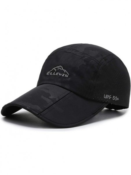 Baseball Caps Unisex Baseball Cap UPF 50 Unstructured Hat with Foldable Long Large Bill - B-black-m/L - CS1833HK44M $12.70