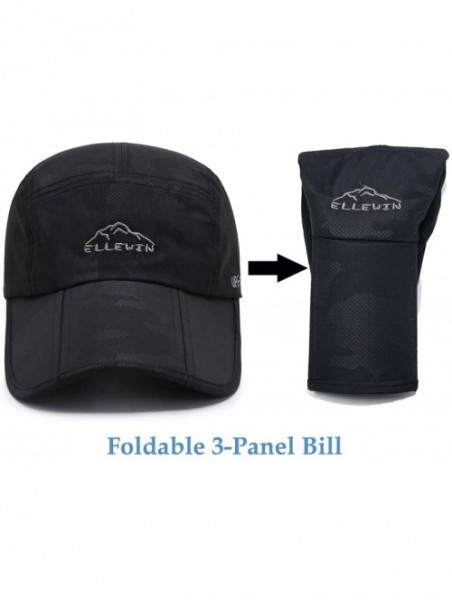 Baseball Caps Unisex Baseball Cap UPF 50 Unstructured Hat with Foldable Long Large Bill - B-black-m/L - CS1833HK44M $12.70