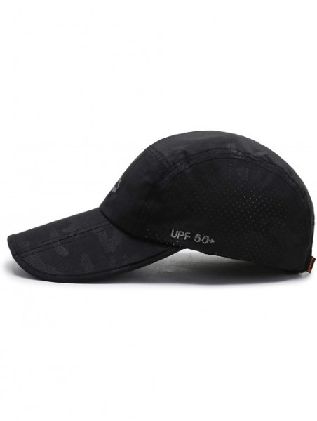 Baseball Caps Unisex Baseball Cap UPF 50 Unstructured Hat with Foldable Long Large Bill - B-black-m/L - CS1833HK44M $12.70