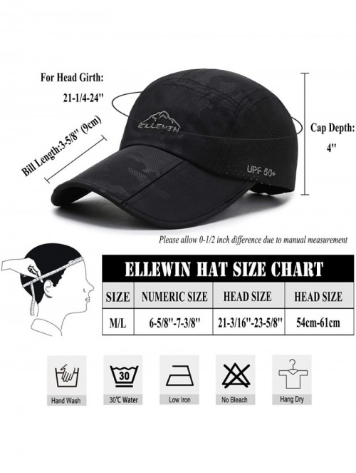 Baseball Caps Unisex Baseball Cap UPF 50 Unstructured Hat with Foldable Long Large Bill - B-black-m/L - CS1833HK44M $12.70