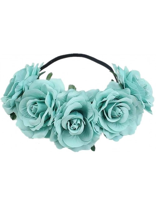 Headbands Love Fairy Bohemia Stretch Rose Flower Headband Floral Crown for Garland Party - Mint Green - CY18HY38HY0 $10.32