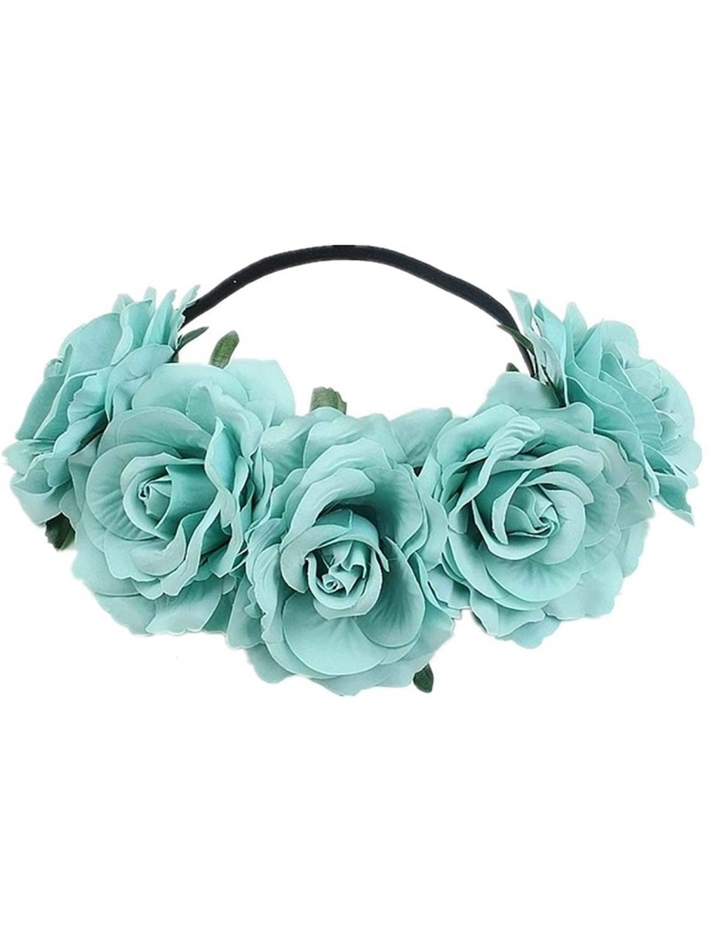 Headbands Love Fairy Bohemia Stretch Rose Flower Headband Floral Crown for Garland Party - Mint Green - CY18HY38HY0 $10.32