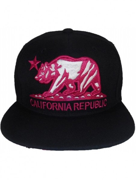 Baseball Caps California Republic Hat Classic Bear Logo Flat Bill Visor - Black/Black - CN120BA40J1 $16.09