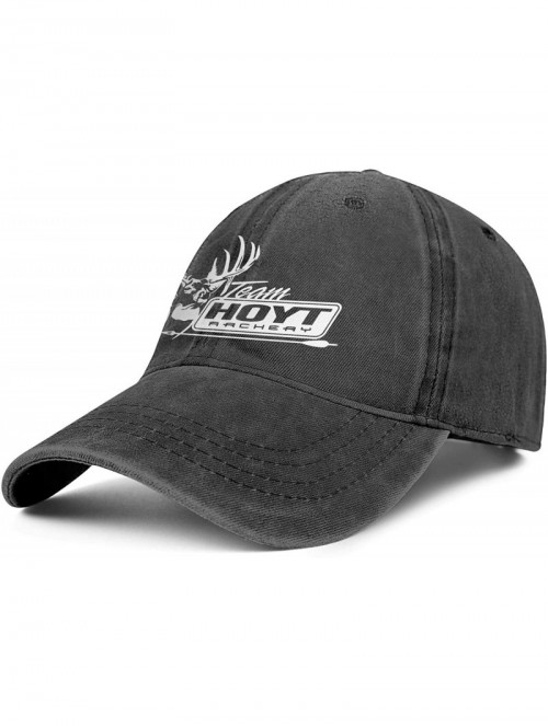 Baseball Caps Unisex Men Denim Baseball Hats Cotton Adjustable Mesh Visor-Hoyt-Team-Logo-Flat Caps - Black-6 - C518T42EZLA $1...