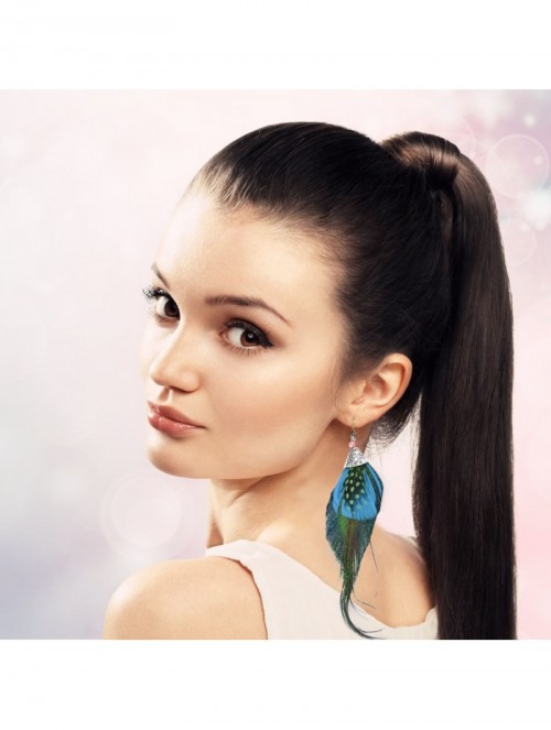 Headbands Fascinator Peacock Feather Wedding Hair Clip With Vitage Earring for Women - Green and blue - CP17Z79S57O $50.15