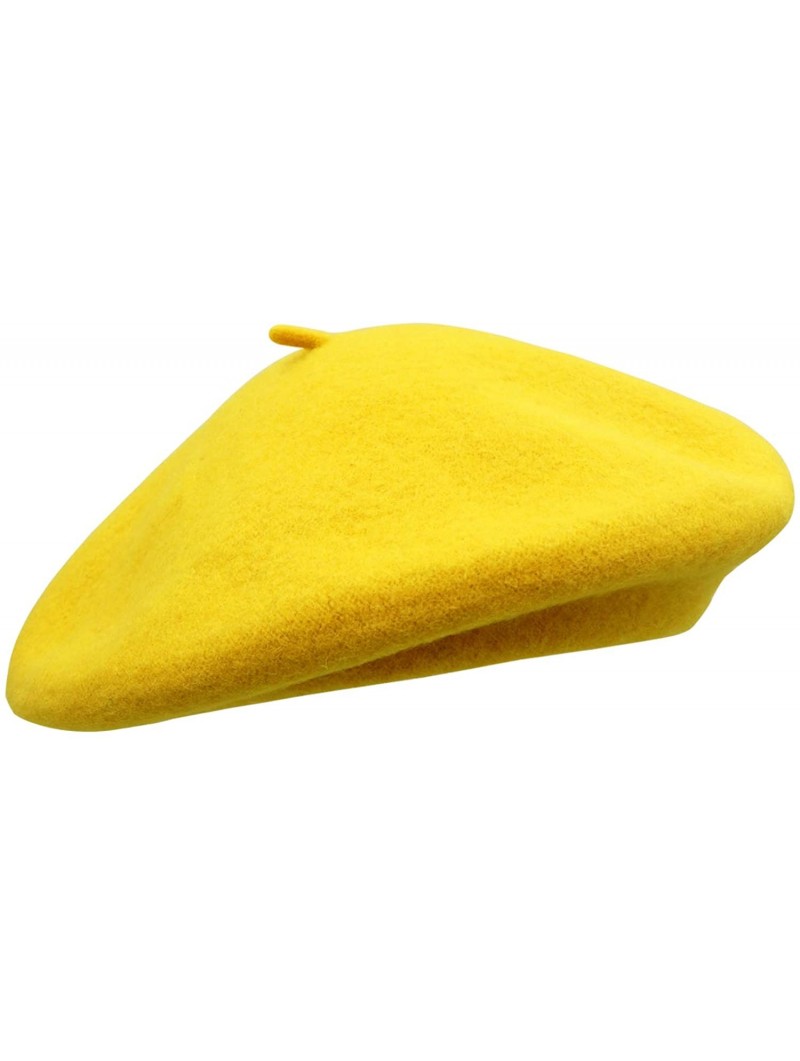 Berets Wool French Beret Hat for Women - Yellow - CQ18AIC5CK8 $15.85