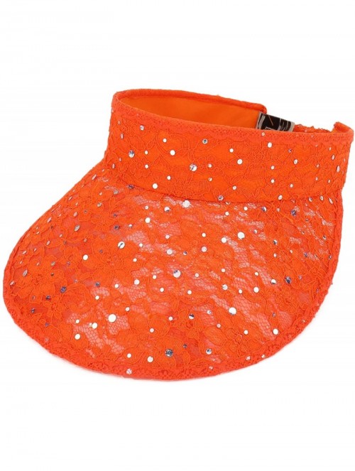 Visors Ladies Lace Glitter Summer Sun Visor Hat - Orange - CG18UCI5W4W $32.18