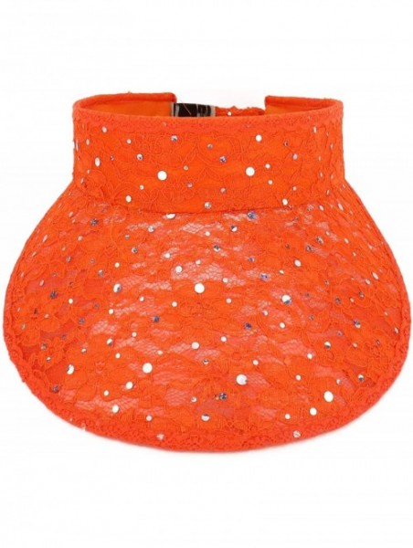 Visors Ladies Lace Glitter Summer Sun Visor Hat - Orange - CG18UCI5W4W $32.18