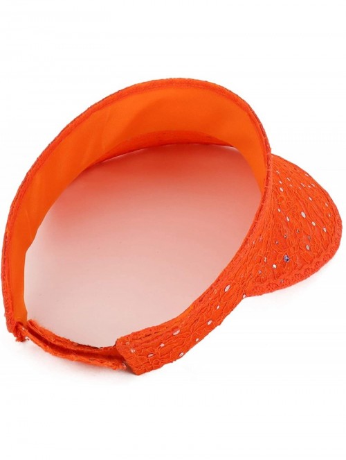 Visors Ladies Lace Glitter Summer Sun Visor Hat - Orange - CG18UCI5W4W $32.18