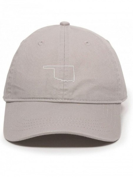 Baseball Caps Oklahoma Map Outline Dad Baseball Cap Embroidered Cotton Adjustable Dad Hat - Light Grey - CU18ZNZ23CI $19.05