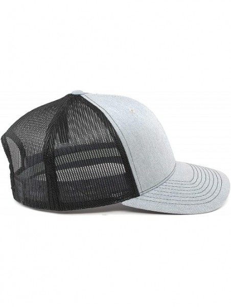 Baseball Caps Cam Hanes Keep Hammering Leather Patch Hat Curved Trucker - Heather Grey/Black - C318IGOTMIR $34.01