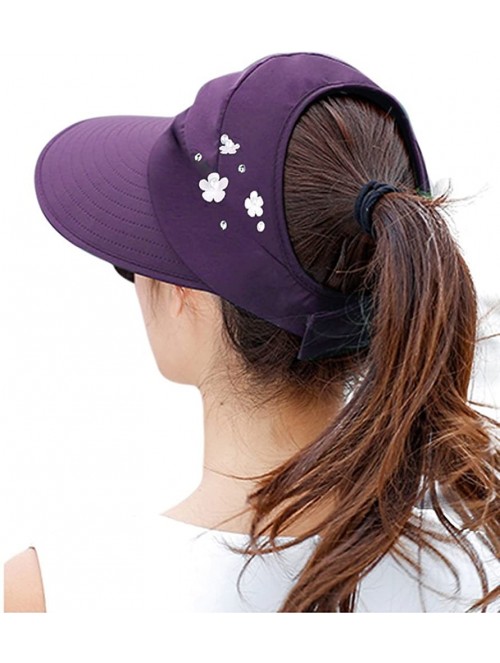 Sun Hats Sun Hats for Women Wide Brim Sun Hat UV Protection Caps Floppy Beach Packable Visor - Purple - CA18D8TWMZI $14.91