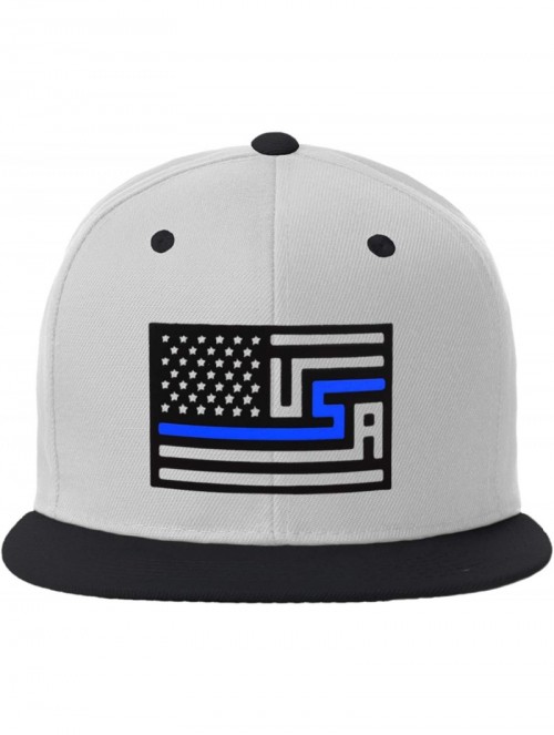 Baseball Caps USA Redesign Flag Thin Blue Red Line Support American Servicemen Snapback Hat - Thin Blue Line - White Black Ca...