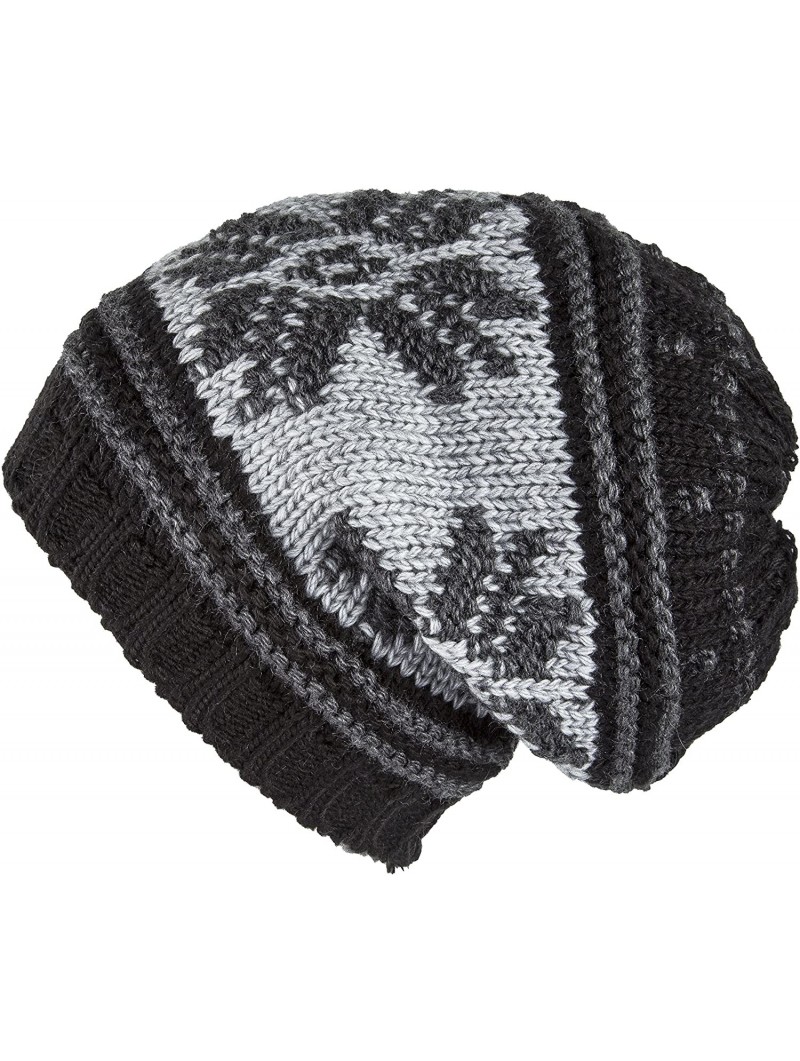 Skullies & Beanies Knit Slouchy Oversized Soft Warm Winter Beanie Hat - Black Snowflake - CE186OM854A $13.51
