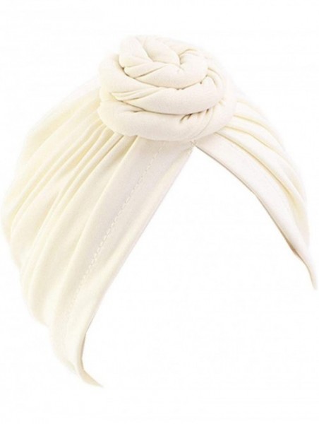 Skullies & Beanies Womens Big Flower Turban Beanie Elegant Cap Head Wrap Stretch Long Hair Scarf Headscarf - 441-beige - CT19...