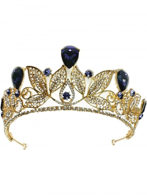 Headbands Baroque Drop Rhinestone Crystals Leaves Tiara Crown-5.5" Diameter(A1700) - Purple - CX180LQR828 $32.59
