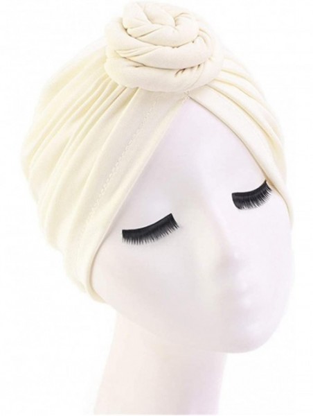 Skullies & Beanies Womens Big Flower Turban Beanie Elegant Cap Head Wrap Stretch Long Hair Scarf Headscarf - 441-beige - CT19...