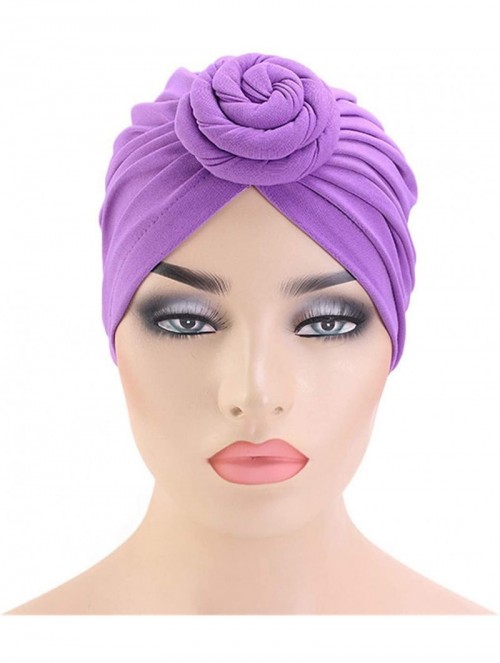 Skullies & Beanies Womens Big Flower Turban Beanie Elegant Cap Head Wrap Stretch Long Hair Scarf Headscarf - 441-beige - CT19...