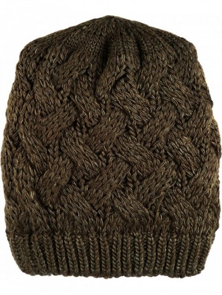 Skullies & Beanies Cable Knit Slouchy Chunky Oversized Soft Warm Winter Beanie Hat - Dark Olive - CD186Q09MQ8 $13.55