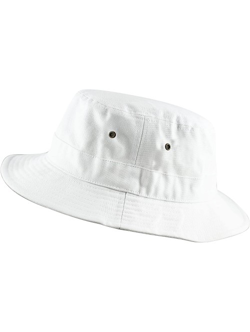 Bucket Hats 100% Cotton Canvas & Pigment Dyed Packable Summer Travel Bucket Hat - 1. Canvas - White - CJ18DQD67DN $13.12