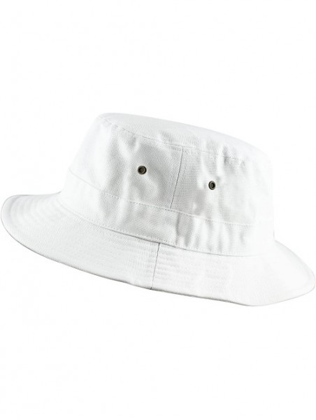 Bucket Hats 100% Cotton Canvas & Pigment Dyed Packable Summer Travel Bucket Hat - 1. Canvas - White - CJ18DQD67DN $13.12