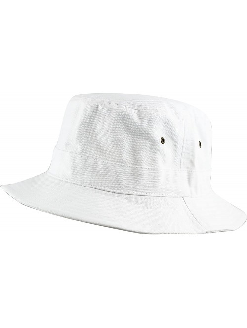 Bucket Hats 100% Cotton Canvas & Pigment Dyed Packable Summer Travel Bucket Hat - 1. Canvas - White - CJ18DQD67DN $13.12