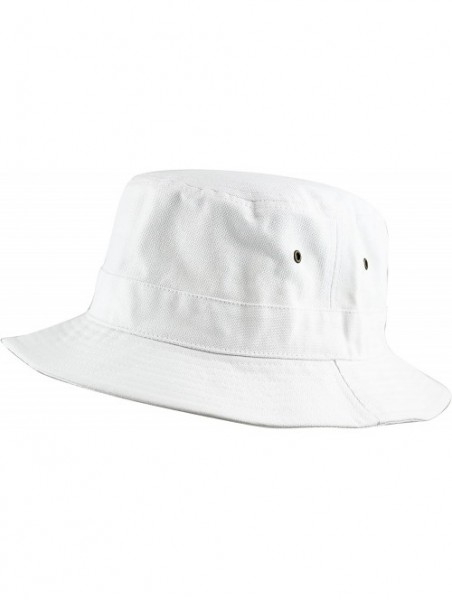 Bucket Hats 100% Cotton Canvas & Pigment Dyed Packable Summer Travel Bucket Hat - 1. Canvas - White - CJ18DQD67DN $13.12