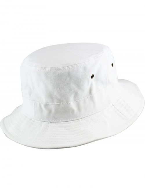 Bucket Hats 100% Cotton Canvas & Pigment Dyed Packable Summer Travel Bucket Hat - 1. Canvas - White - CJ18DQD67DN $13.12