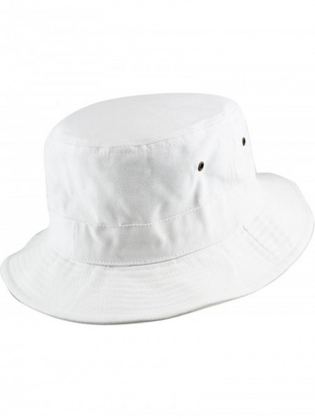 Bucket Hats 100% Cotton Canvas & Pigment Dyed Packable Summer Travel Bucket Hat - 1. Canvas - White - CJ18DQD67DN $13.12