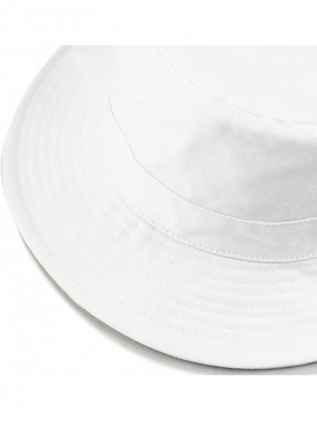 Bucket Hats 100% Cotton Canvas & Pigment Dyed Packable Summer Travel Bucket Hat - 1. Canvas - White - CJ18DQD67DN $13.12