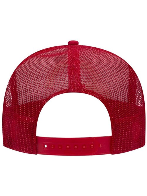 Baseball Caps Polyester Foam Front 5 Panel High Crown Mesh Back Trucker Hat - Red/Wht/Red - CG12FN6OCCT $13.78
