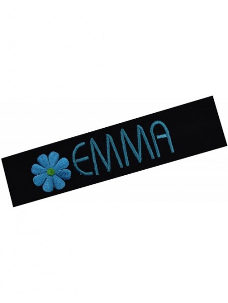 Headbands Personalized Daisy Girls Cotton Stretch Headband With Custom Name - Black Band/Turquoise Thread - CZ121PNM8ZR $18.85