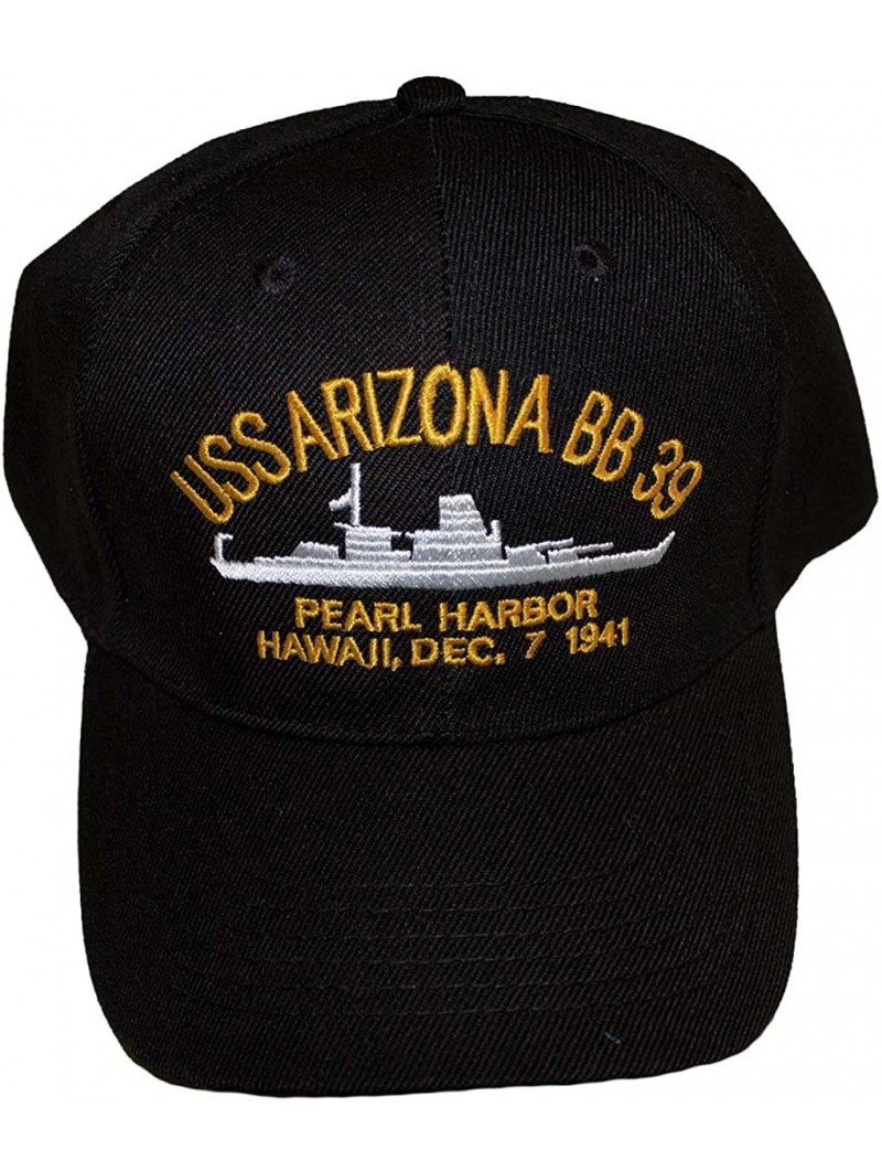 Baseball Caps Embroidered USS Arizona Battle Ship- Pearl Harbor Hawaii- Dec. 7 1941 Cap Hats - Black - CQ116MN1DWP $30.68