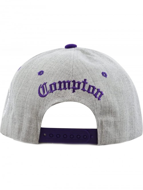 Baseball Caps Compton 3D Embroidered Heather Grey Snap Back Baseball Hat - Purple - CU12E09C01F $11.55