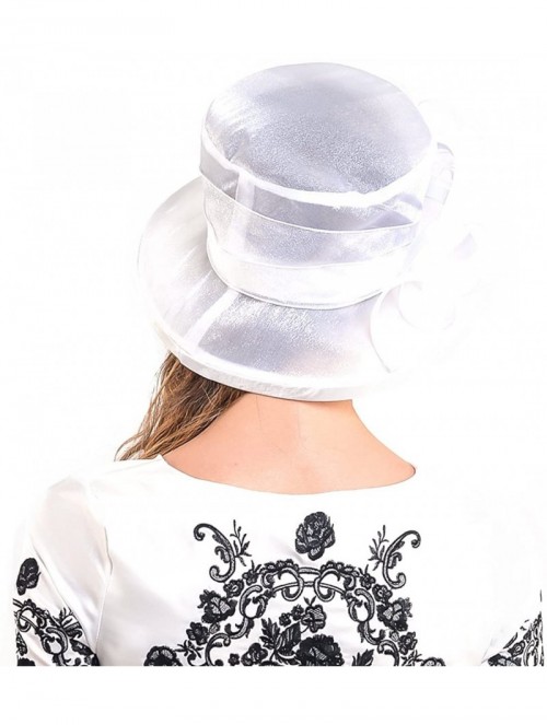 Sun Hats Lady Kentucky Derby Dress Church Wedding Party Hat Drown Brim S043 - White - C612D9O70OJ $34.90