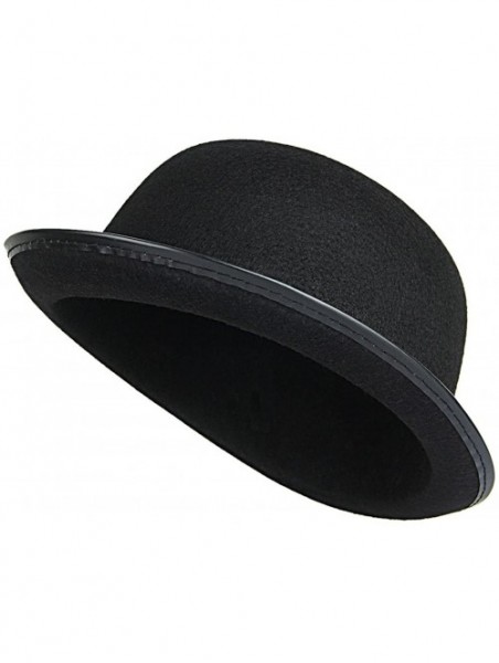 Fedoras Men Women Black Felt Bowler Derby Hat Magician Fancy Dress Hat - Black - C012O6Z7YKU $11.55