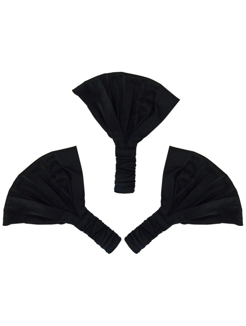 Headbands Set of 3 Wide Cotton Head Band Solid Boho Yoga Style Soft Hairbands - Black - Black - CO188AEW9GD $16.70