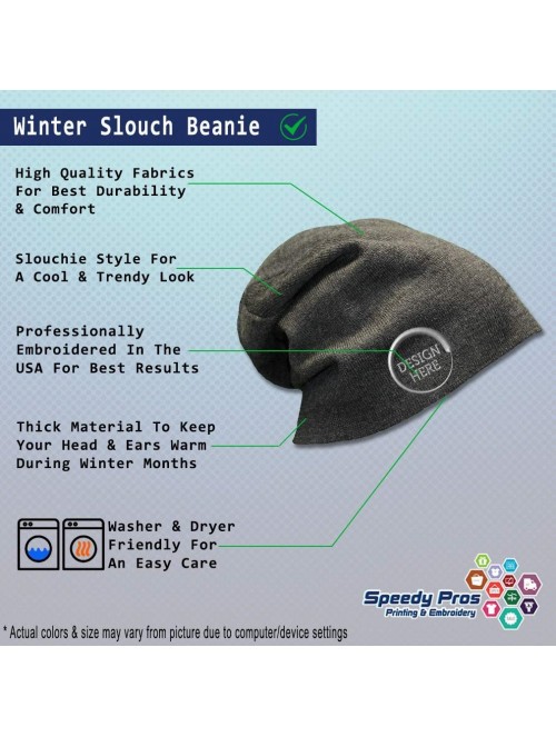 Skullies & Beanies Custom Slouchy Beanie EMT Rescue Embroidery Skull Cap Hats for Men & Women - Dark Grey - CY12FJQ1STN $24.98