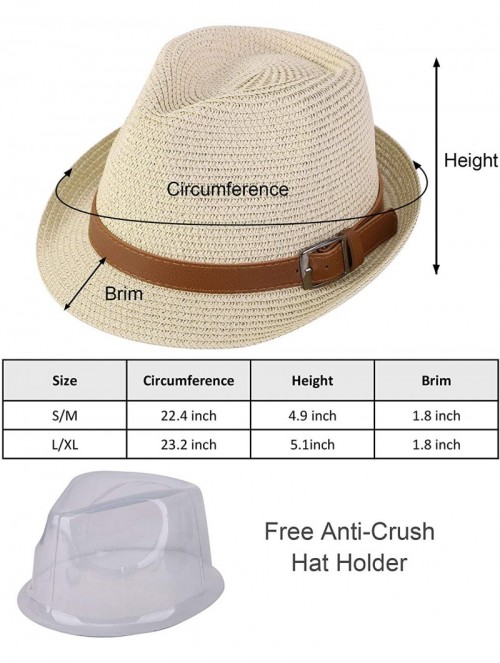 Visors Beach Straw Fedora Hat w/Solid Hat Band for Men & Women - 8374_natural - C4194X33ZAQ $19.20