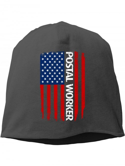 Skullies & Beanies Postal Worker Flag Thin Beanie Hat Skull Cap for Women's - Black - CG18XX5D99G $15.86