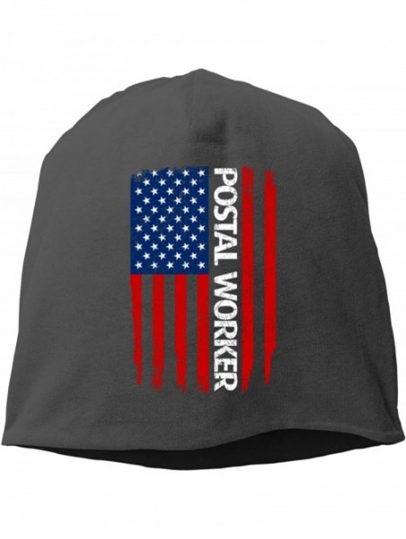 Skullies & Beanies Postal Worker Flag Thin Beanie Hat Skull Cap for Women's - Black - CG18XX5D99G $15.86