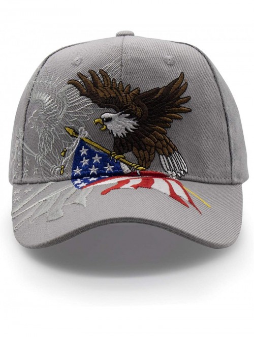 Baseball Caps American Flag USA Eagle Baseball Cap 3D Embroidery Hats for Men Women - Grey - CB18TSZ76TI $16.37