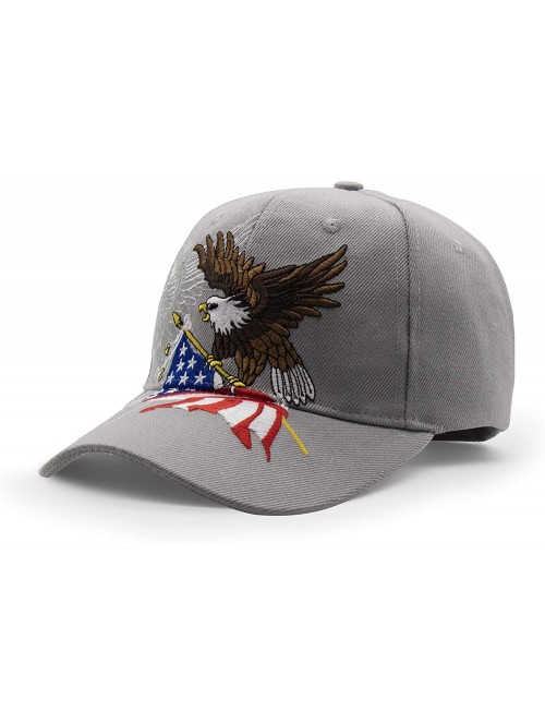 Baseball Caps American Flag USA Eagle Baseball Cap 3D Embroidery Hats for Men Women - Grey - CB18TSZ76TI $16.37