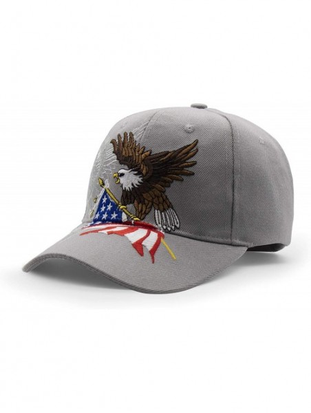 Baseball Caps American Flag USA Eagle Baseball Cap 3D Embroidery Hats for Men Women - Grey - CB18TSZ76TI $16.37