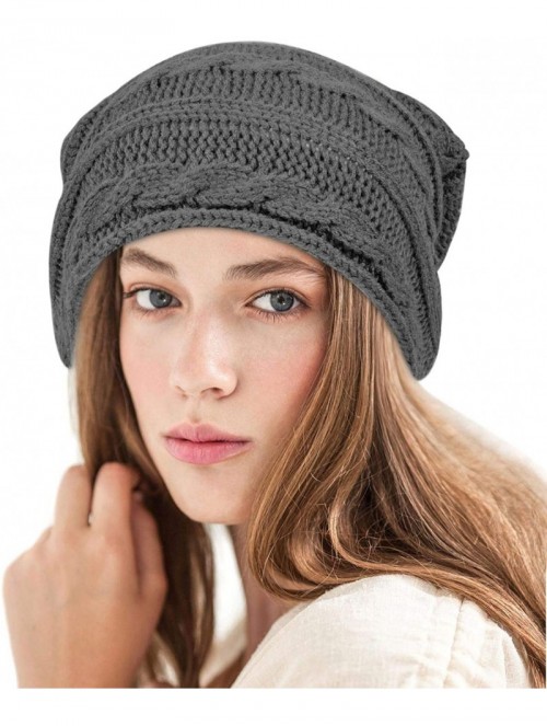 Skullies & Beanies Unisex Winter Baggy Thick Slouchy Patterned Warm Cable Knit Hat Skull Cap for Men and Women - Gary - CR188...