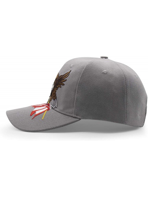 Baseball Caps American Flag USA Eagle Baseball Cap 3D Embroidery Hats for Men Women - Grey - CB18TSZ76TI $16.37