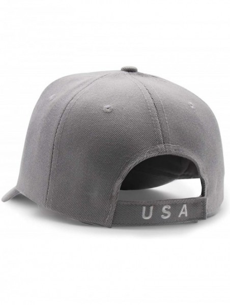 Baseball Caps American Flag USA Eagle Baseball Cap 3D Embroidery Hats for Men Women - Grey - CB18TSZ76TI $16.37