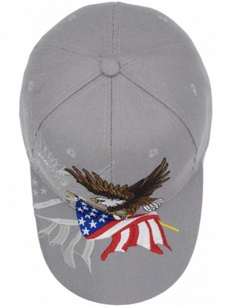 Baseball Caps American Flag USA Eagle Baseball Cap 3D Embroidery Hats for Men Women - Grey - CB18TSZ76TI $16.37